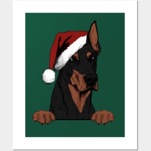 Christmas Doberman Pinscher Posters and Art